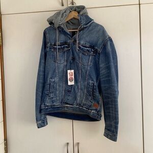 Medium Denim jacket w/ grey hood
